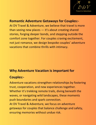 Romantic Adventure Getaways for Couples
