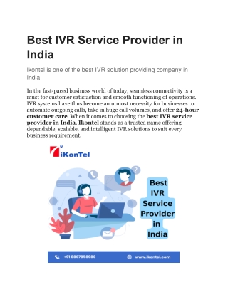 Best IVR Service Provider in India