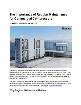 The Importance of Regular Maintenance for Commercial Compressors