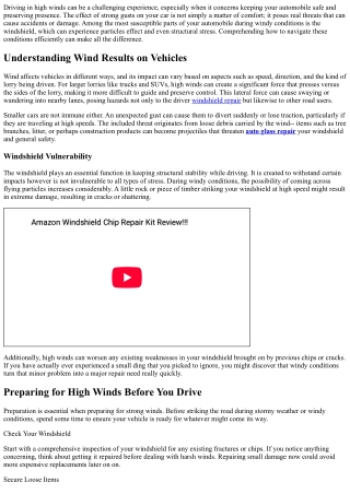 Driving Safety Measures for High Winds: Safeguarding Your Windshield and Automob