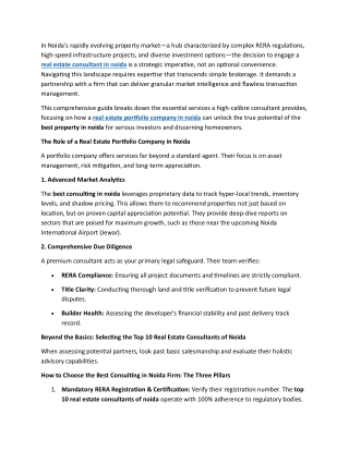 Strategic Partnerships Why You Need a Premium Real Estate Consultant in Noida