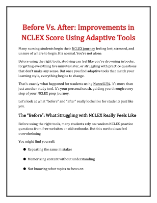 Before Vs. After_ Improvements in NCLEX Score Using Adaptive Tools