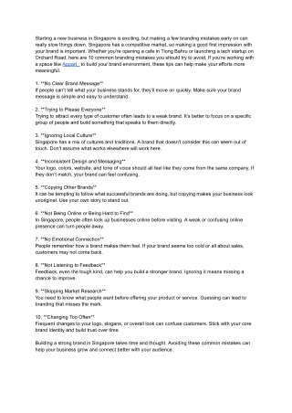 Top 10 Branding Mistakes to Avoid When Launching a New Business in Singapore