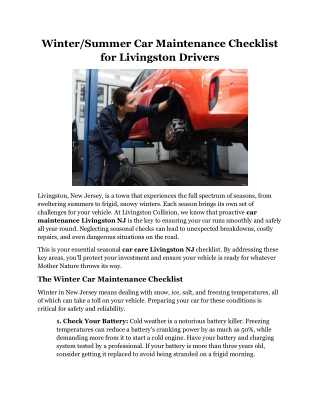 Winter Summer Car Maintenance Checklist for Livingston Drivers