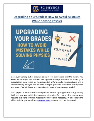 Upgrading Your Grades: How to Avoid Mistakes While Solving Physics