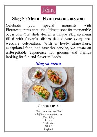 Stag So Menu | Fleurrestaurants.com