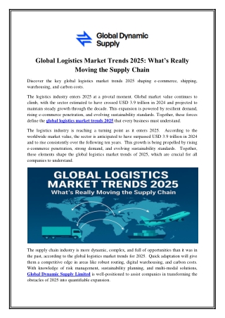Global Logistics Market Trends 2025: What’s Really  Moving the Supply Chain