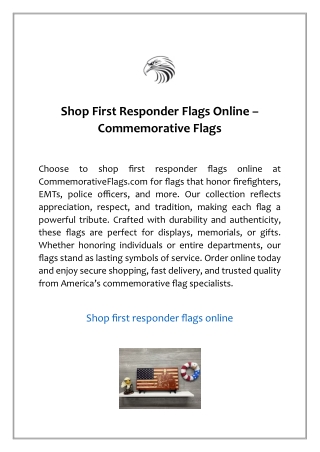 Shop First Responder Flags Online – Commemorative Flags