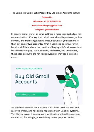 Complete guide People Buy Old Gmail Accounts in Bulk