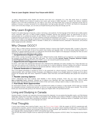 Time to Learn English Unlock Your Future with CICCC