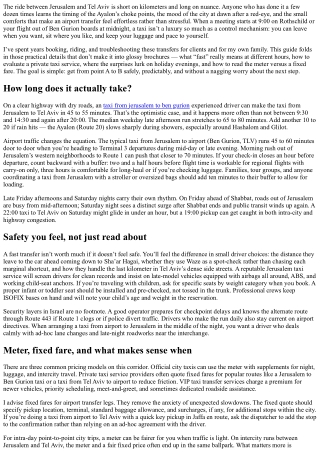 Taxi from Jerusalem to Tel Aviv: Fast, Safe, and Reliable