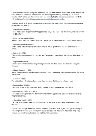 The Top 10 Most Valuable Comic Books Every Collector Should Know