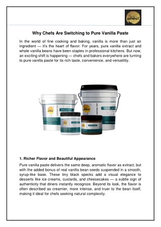 Why Chefs Are Switching to Pure Vanilla Paste