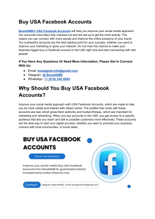 Maximize Your Reach with USA Facebook Accounts from BoostGMB.com