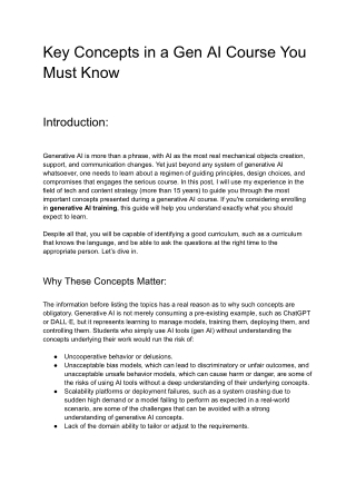 Key Concepts in a Gen AI Course You Must Know