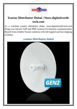Yeastar Distributor Dubai  Store.digitalworld-tech