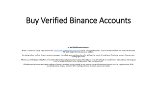 Where Can You Buy Verified Binance Accounts?