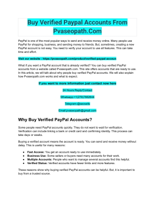 Buy Verified Paypal Accounts From Pvaseopath.Com