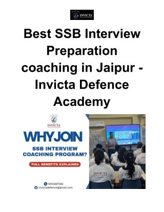 Best SSB Interview Preparation coaching in Jaipur - Invicta Defence Academy