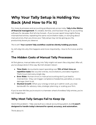 Why Your Tally Setup is Holding You Back (And How to Fix It)