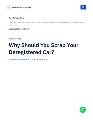 Why Should You Scrap Your Deregistered Car?
