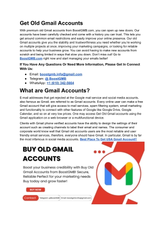 Boost Your Business: Get Old Gmail Accounts from BoostGMB.com Today!