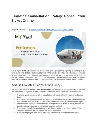 Emirates Cancellation Policy Cancel Your Ticket Online Easily