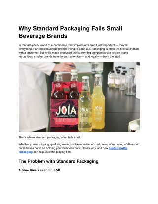 Why Standard Packaging Fails Small Beverage Brands