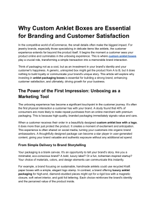 Why Custom Anklet Boxes are Essential for Branding and Customer Satisfaction