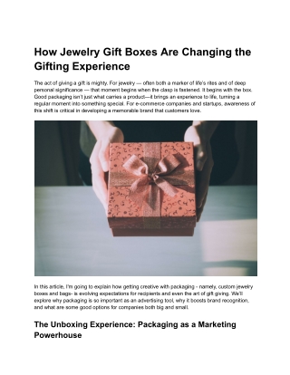 How Jewelry Gift Boxes Are Changing the Gifting Experience
