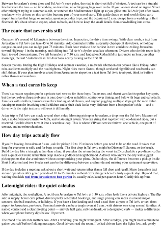 Taxi from Jerusalem to Tel Aviv: Day Trips and Late-Night Rides