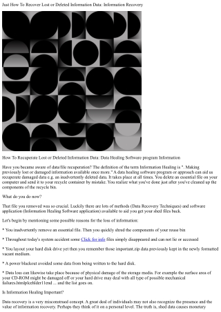 How to recover shed or deleted information files data healing