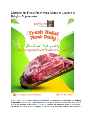 Find Premium Fresh Halal Meats in Glasgow at Babylon Supermarket