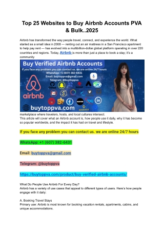 Top 25 Websites to Buy Airbnb Accounts PVA & Bulk