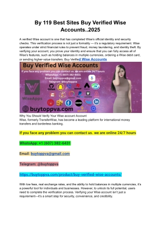 By 119 Best Sites Buy Verified Wise Accounts..2025