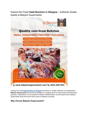 Your Go-To Halal Butchers in Glasgow – Quality and Authenticity at Babylon Super