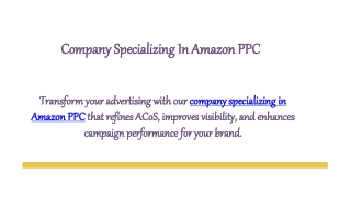Company Specializing In Amazon PPC