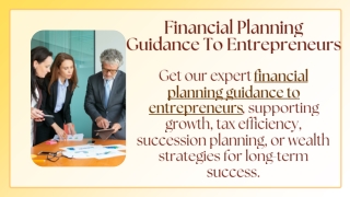 Financial Planning Guidance To Entrepreneurs