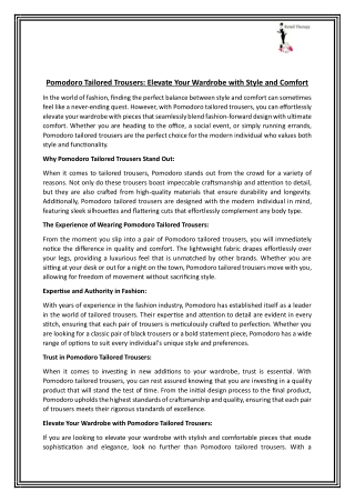 Pomodoro Tailored Trousers- Elevate Your Wardrobe with Style and Comfort