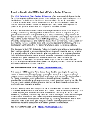 Invest in Growth with M3M Industrial Plots in Sector 9 Manesar