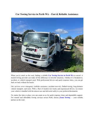 Car Towing Service in Perth WA – Fast & Reliable Assistance