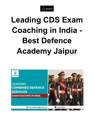 Leading CDS Exam Coaching in India - Best Defence Academy Jaipur