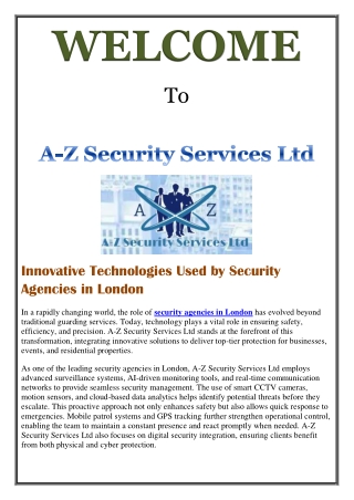Innovative Technologies Used by Security Agencies in London