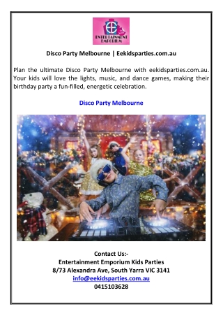 Disco Party Melbourne | Eekidsparties.com.au