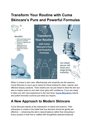 The Science of Natural Radiance by Cuma Skincare