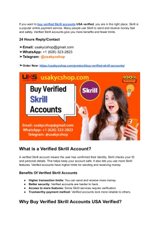 The Ultimate Guide to Buying Verified Skrill Accounts In Year
