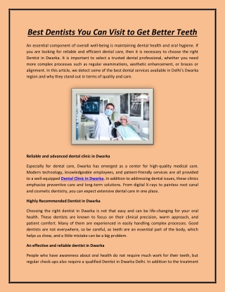 Best Dentists You Can Visit to Get Better Teeth