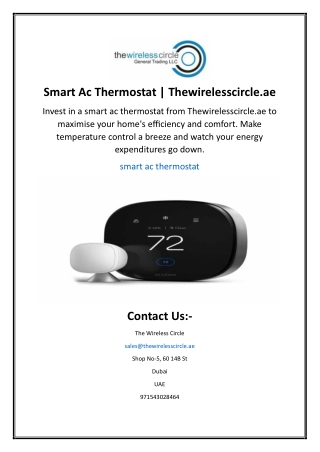 Smart Ac Thermostat | Thewirelesscircle.ae