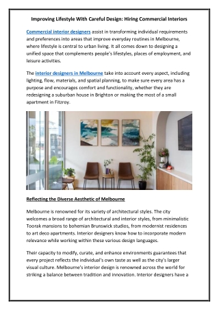 Improving Lifestyle With Careful Design Hiring Commercial Interiors