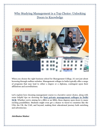 Why Studying Management is a Top Choice: Unlocking Doors to Knowledge